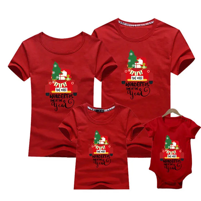 Merry Christmas Family Matching T-shirt Mommy Daddy Daughter Son Funny Christmas T-shirt Clothes Mom Dad Kids Baby Outfit