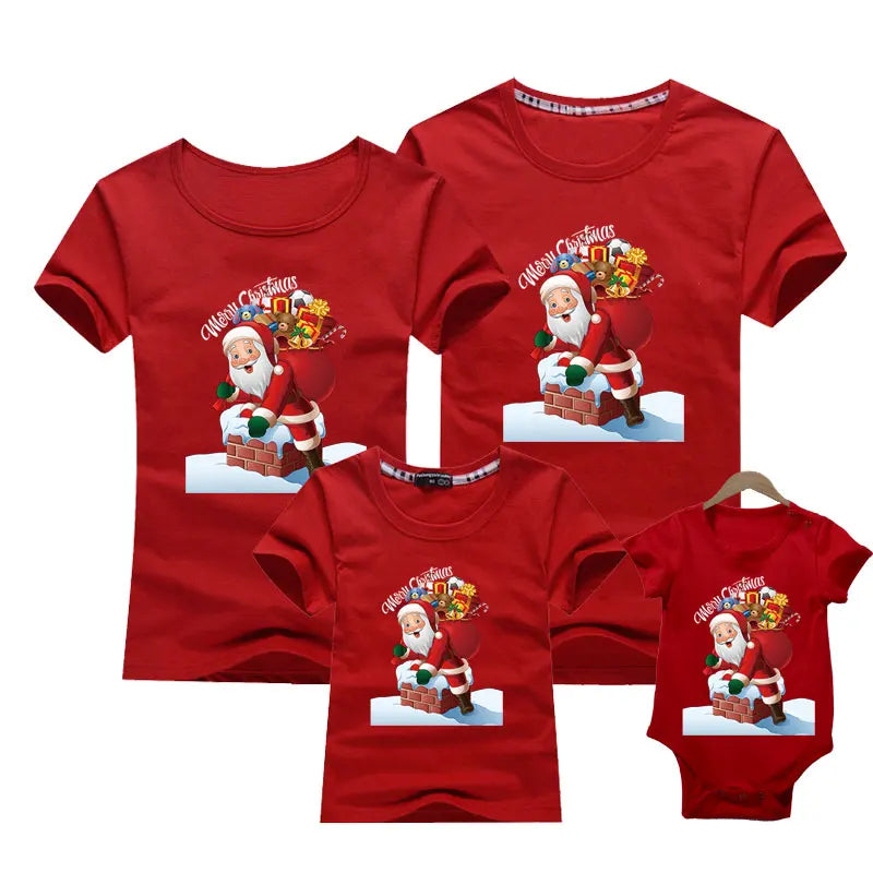 Merry Christmas Family Matching T-shirt Mommy Daddy Daughter Son Funny Christmas T-shirt Clothes Mom Dad Kids Baby Outfit