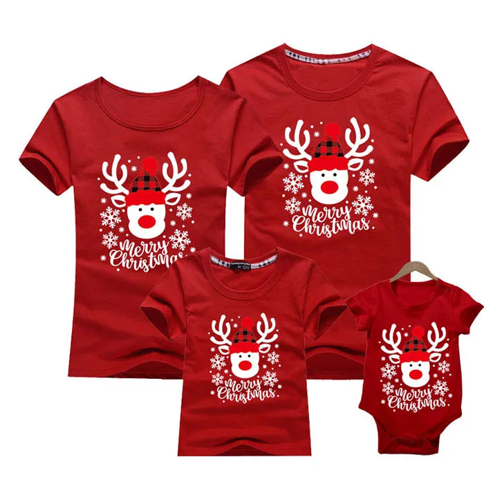 Merry Christmas Family Matching T-shirt Mommy Daddy Daughter Son Funny Christmas T-shirt Clothes Mom Dad Kids Baby Outfit