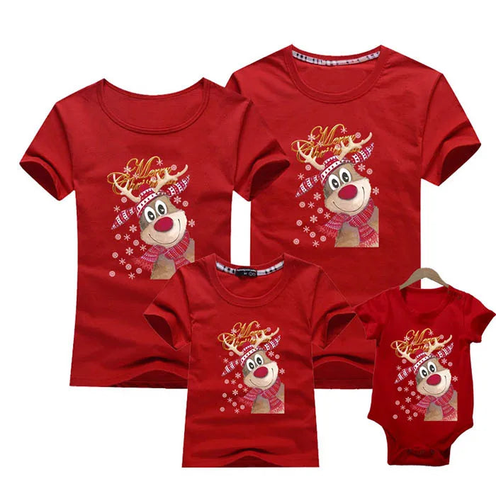 Merry Christmas Family Matching T-shirt Mommy Daddy Daughter Son Funny Christmas T-shirt Clothes Mom Dad Kids Baby Outfit