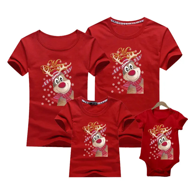 Merry Christmas Family Matching T-shirt Mommy Daddy Daughter Son Funny Christmas T-shirt Clothes Mom Dad Kids Baby Outfit