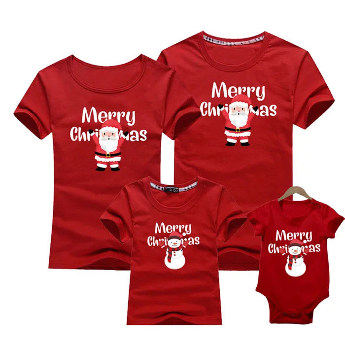 Merry Christmas Family Matching T-shirt Mommy Daddy Daughter Son Funny Christmas T-shirt Clothes Mom Dad Kids Baby Outfit