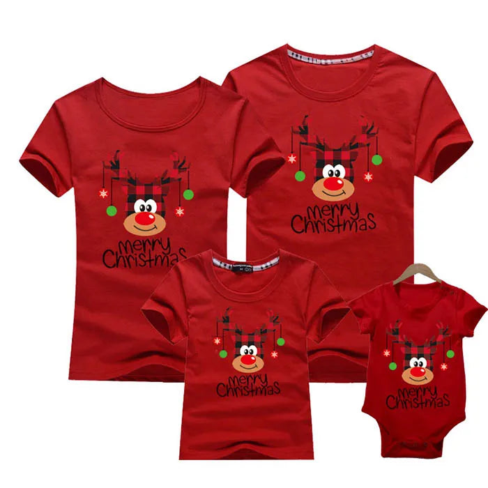 Merry Christmas Family Matching T-shirt Mommy Daddy Daughter Son Funny Christmas T-shirt Clothes Mom Dad Kids Baby Outfit
