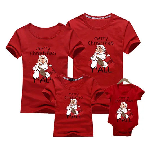 Merry Christmas Family Matching T-shirt Mommy Daddy Daughter Son Funny Christmas T-shirt Clothes Mom Dad Kids Baby Outfit