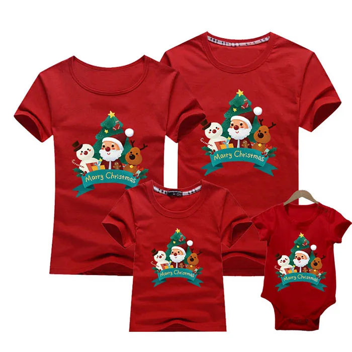 Merry Christmas Family Matching T-shirt Mommy Daddy Daughter Son Funny Christmas T-shirt Clothes Mom Dad Kids Baby Outfit