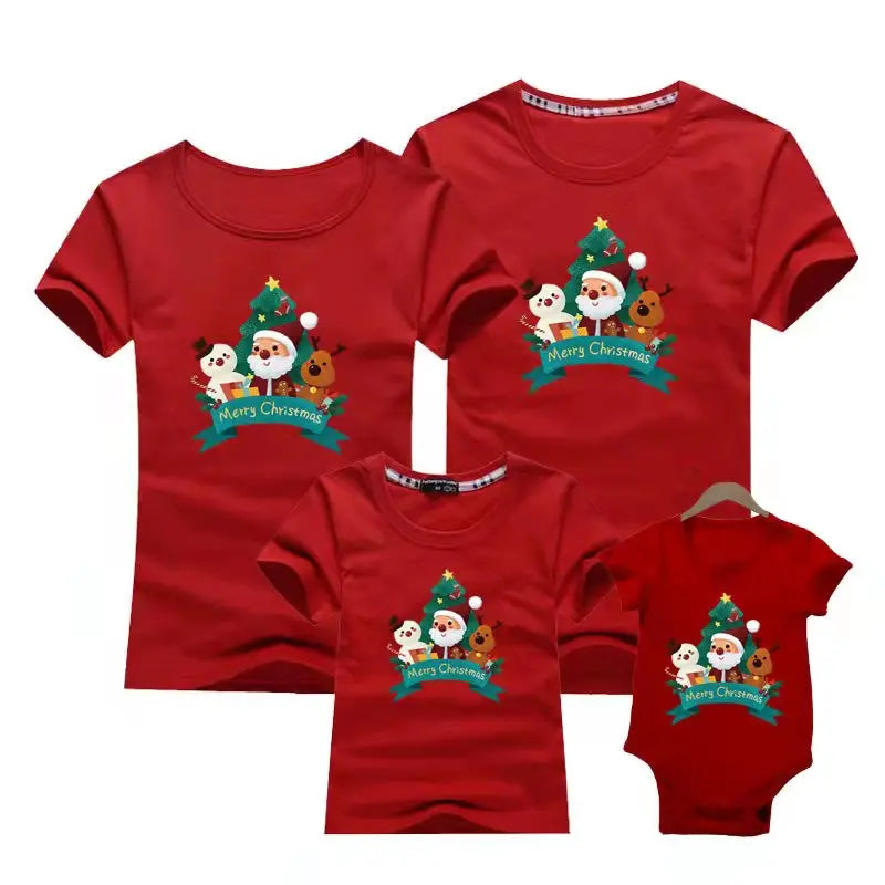 Merry Christmas Family Matching T-shirt Mommy Daddy Daughter Son Funny Christmas T-shirt Clothes Mom Dad Kids Baby Outfit