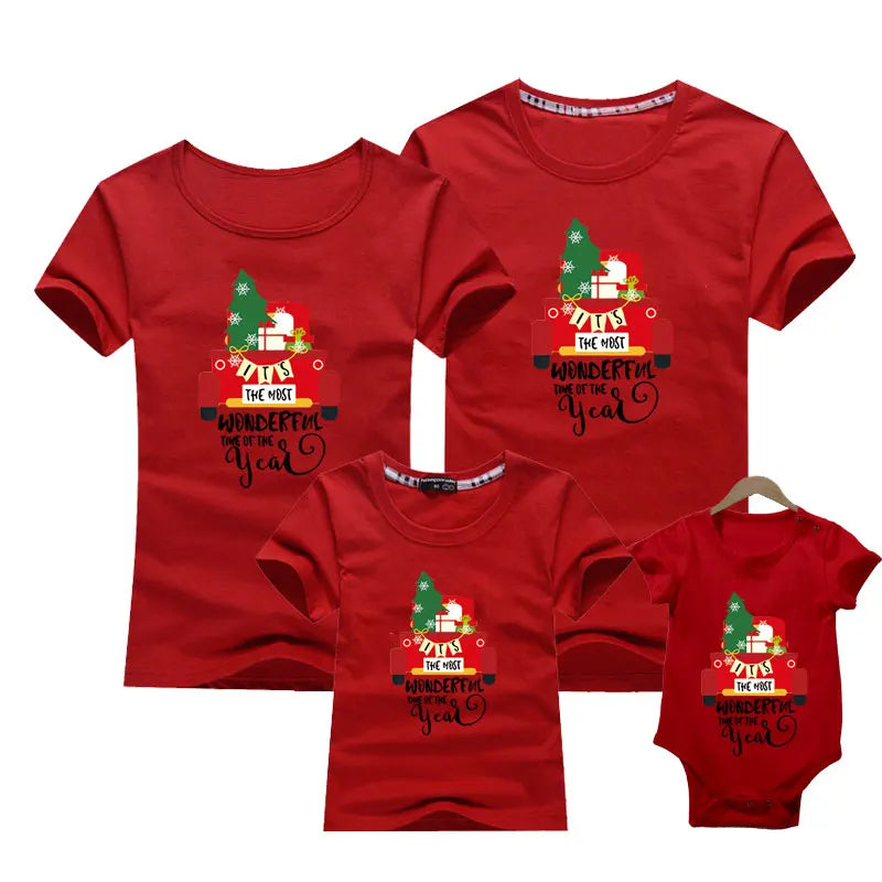 Merry Christmas Family Matching T-shirt Mommy Daddy Daughter Son Funny Christmas T-shirt Clothes Mom Dad Kids Baby Outfit