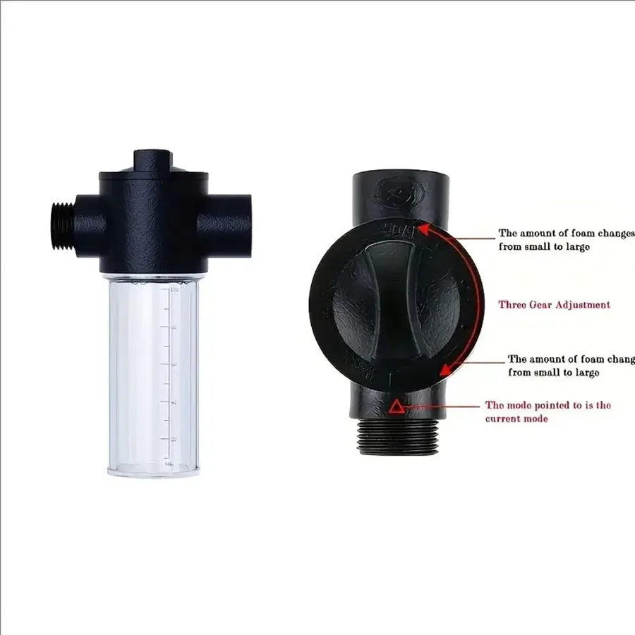 High Pressure Car Wash Water Gun with Foam Pot Brass Fittings Leakproof Easy Install Adjustable Spray for Car Cleaning
