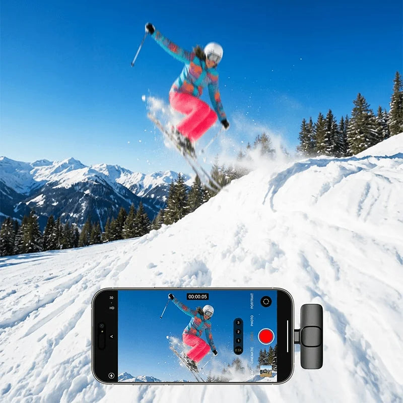 Wireless Lavalier Lapel Microphone Mini Video Recording Mic for iPhone iPad Interview Video Podcast Vlog with Noise Reduction