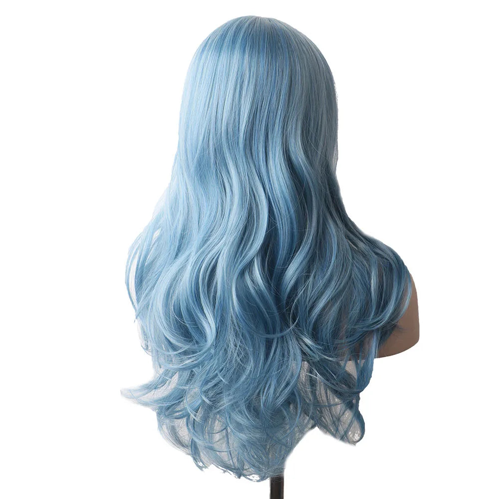 Wavy Womans Wigs Synthetic Hair Wigs For Women Cosplay Wig Long Colorful Wig Pink Purple Green Brown Black Grey Blue Red Ombre
