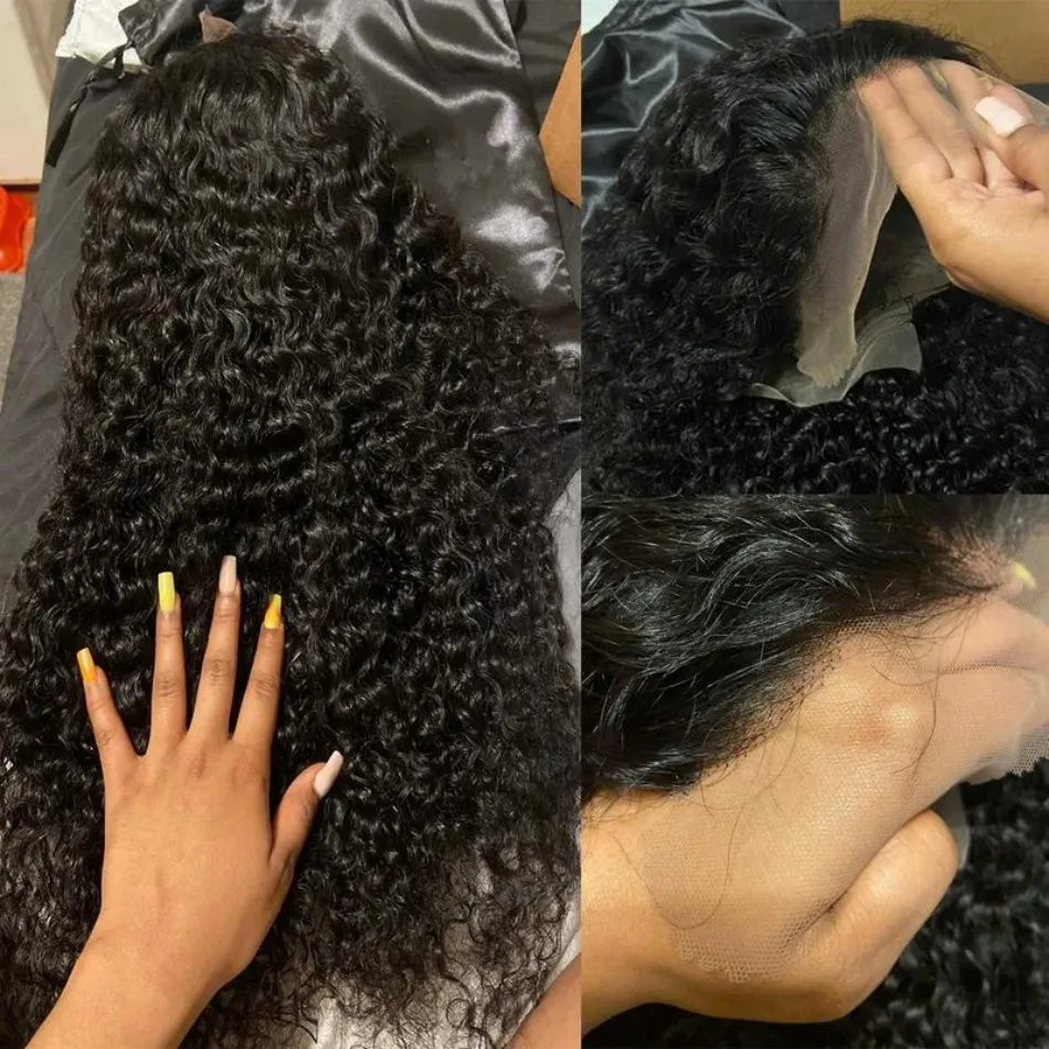 Deep Wave Human Hair Wigs 13X6 Hd Lace Frontal Wig Curly Lace Front Wig 40 Inch 250 Density Brazilian Wig Original Natural Black