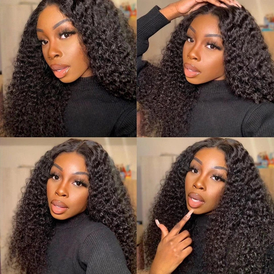 Kinky Curly 13X6 HD Lace Frontal Human Hair Wigs Brazilian Deep Wave 13x4 Lace Front Wig Pre Plucked 4x4 Lace Closure Wigs Woman