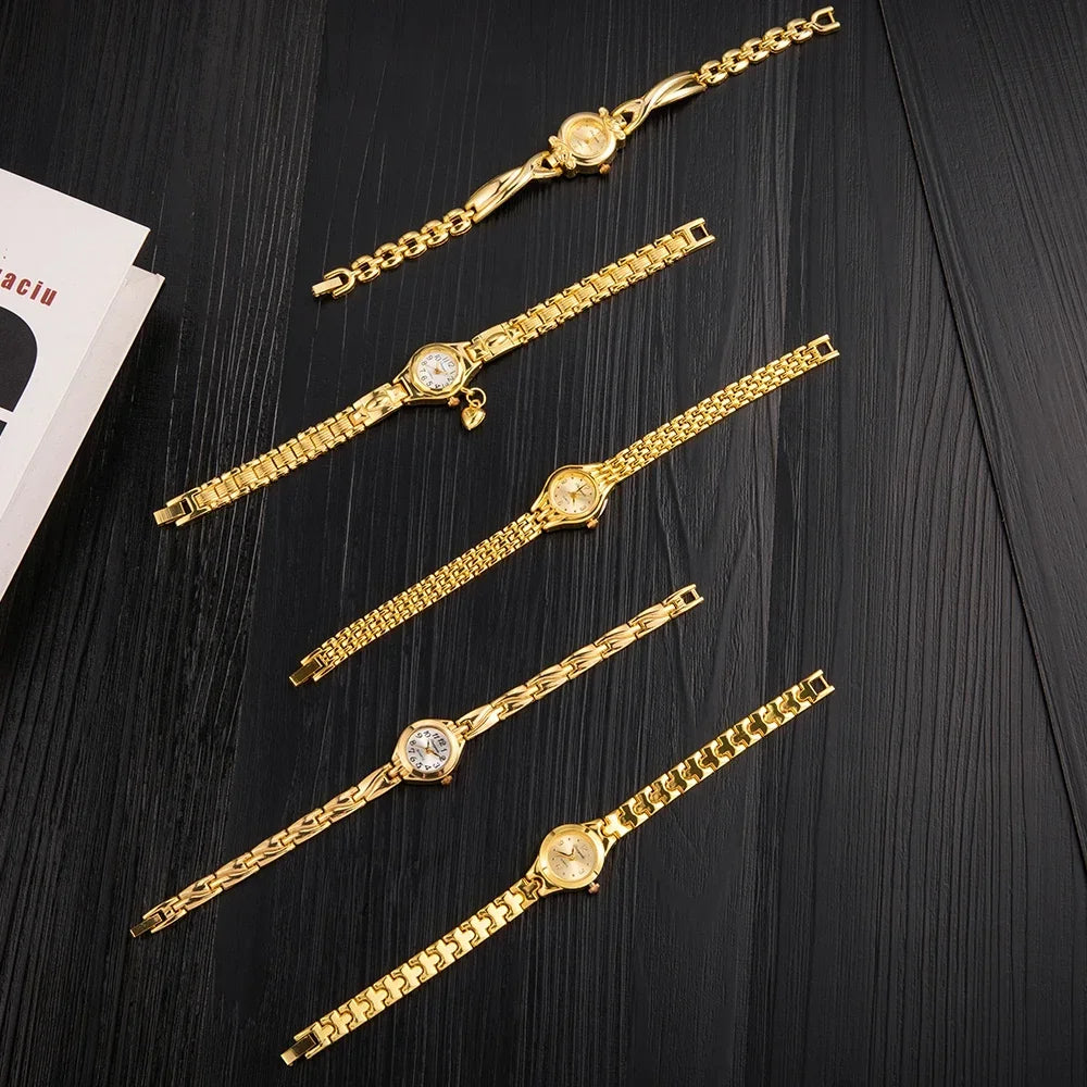 Luxury Gold Women Bracelet Watches Fashion Girls Analog Quartz Wristwatch Retro Elegant Ladies Clock Gift relogio feminino