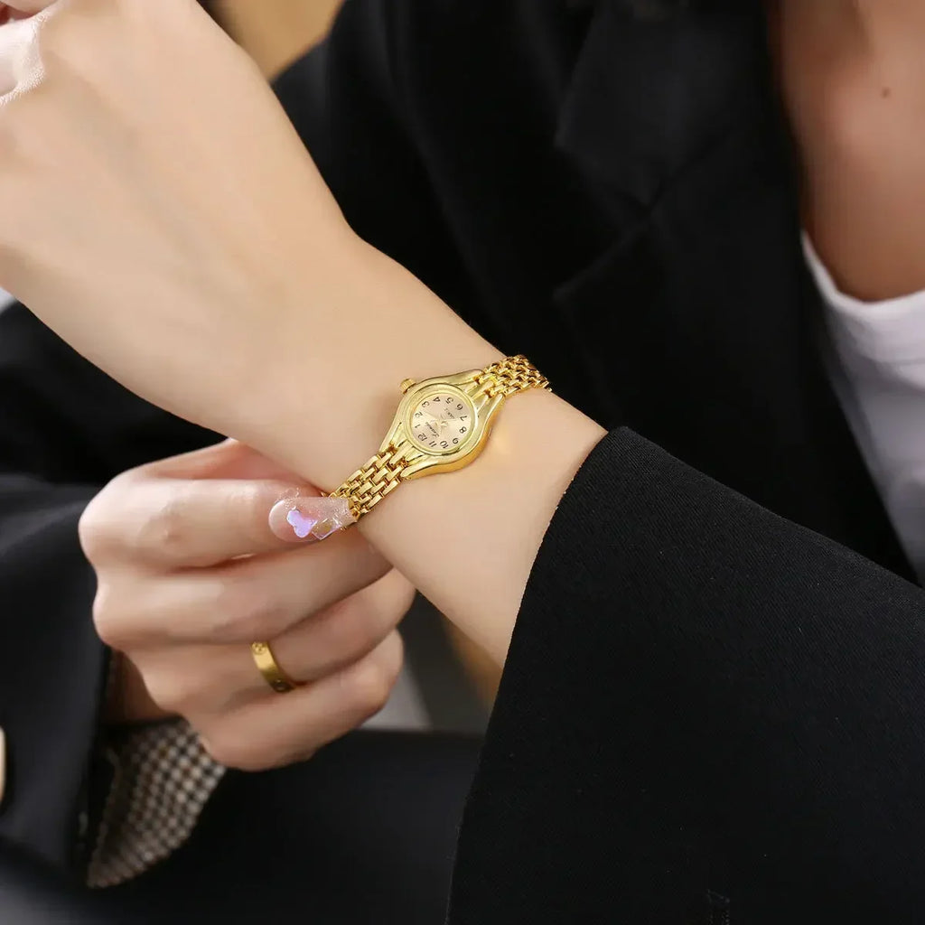 Luxury Gold Women Bracelet Watches Fashion Girls Analog Quartz Wristwatch Retro Elegant Ladies Clock Gift relogio feminino