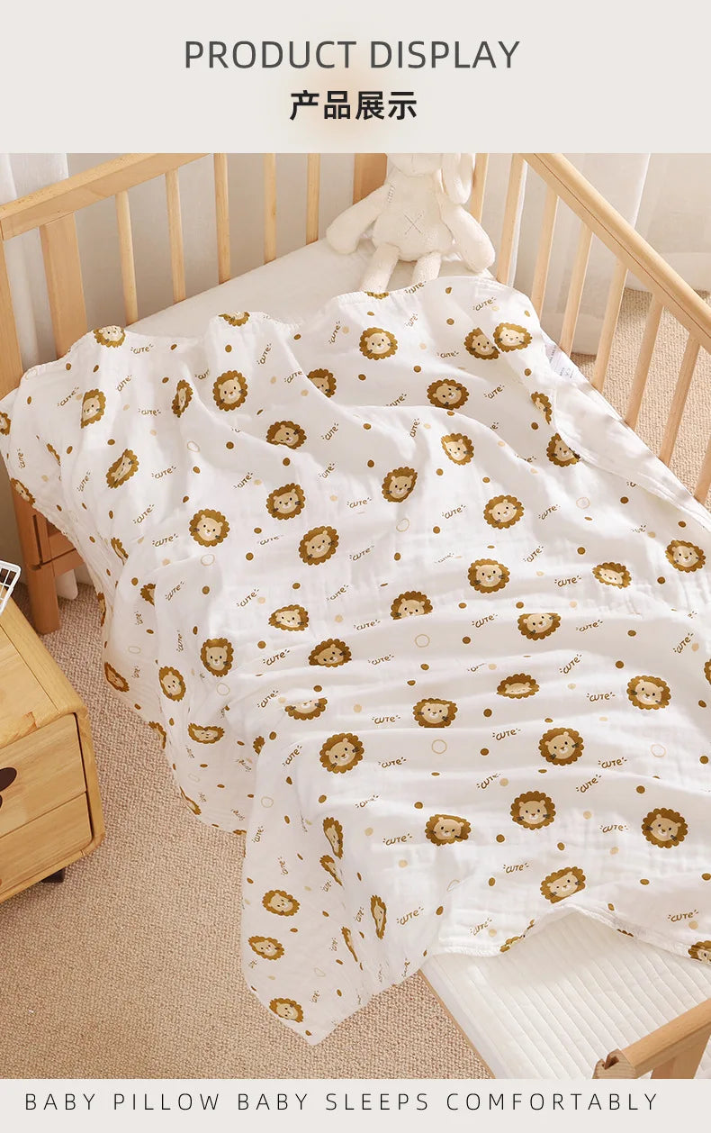 Newborn Baby Bath Towel 4 Layer Cotton Swaddle Blanket Babies Bedding Gauze Blankets Stroller Cover Children's Shower Towel