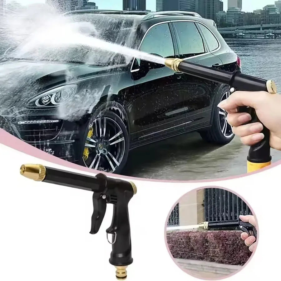 High Pressure Car Wash Water Gun with Foam Pot Brass Fittings Leakproof Easy Install Adjustable Spray for Car Cleaning