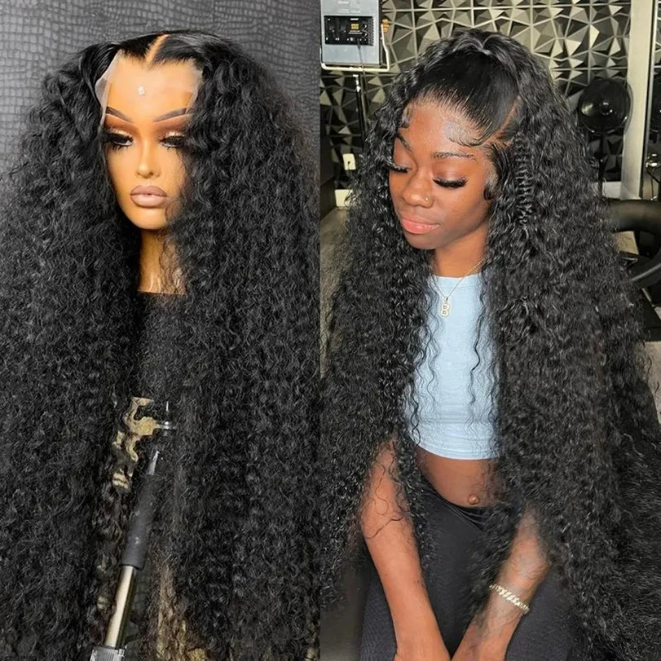 Deep Wave Human Hair Wigs 13X6 Hd Lace Frontal Wig Curly Lace Front Wig 40 Inch 250 Density Brazilian Wig Original Natural Black