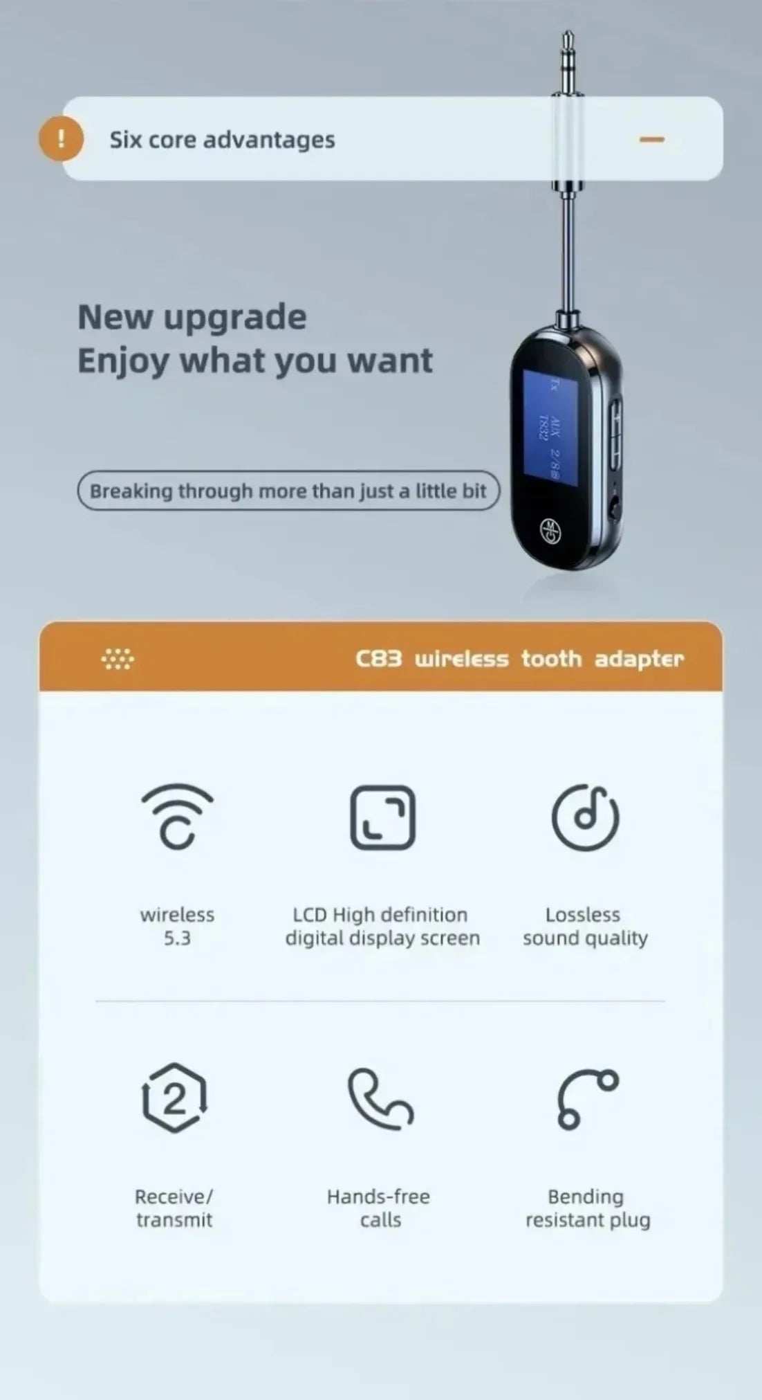 2 In 1 Bluetooth 5.4 Audio Transmitter Receiver 3.5mm AUX Jack Airplane Wireless Adapter Mic For TV Car kit Speaker PC Headphone