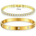 Gold Color Stainless Steel Bracelets for Women Tennis Bracelet Man Couple Matching Bangles Luxury Fashion Jewelry Accessories