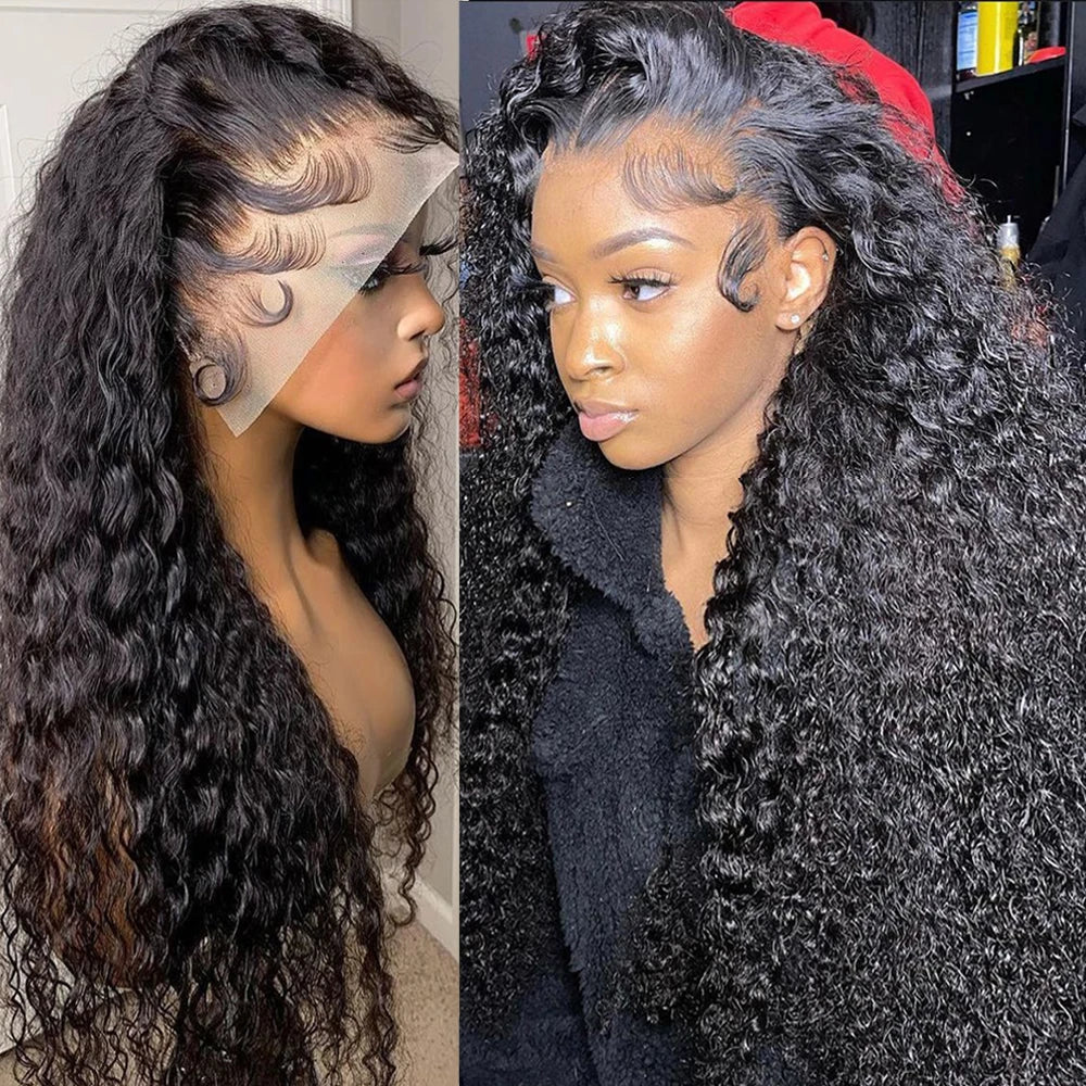 Kinky Curly 13X6 HD Lace Frontal Human Hair Wigs Brazilian Deep Wave 13x4 Lace Front Wig Pre Plucked 4x4 Lace Closure Wigs Woman
