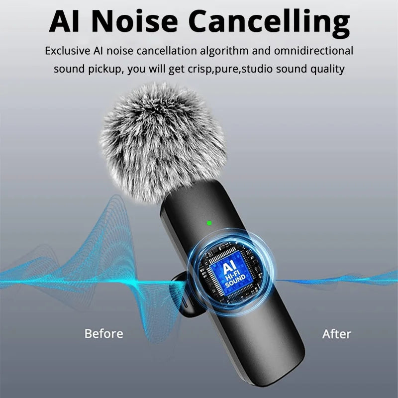 Wireless Lavalier Lapel Microphone Mini Video Recording Mic for iPhone iPad Interview Video Podcast Vlog with Noise Reduction