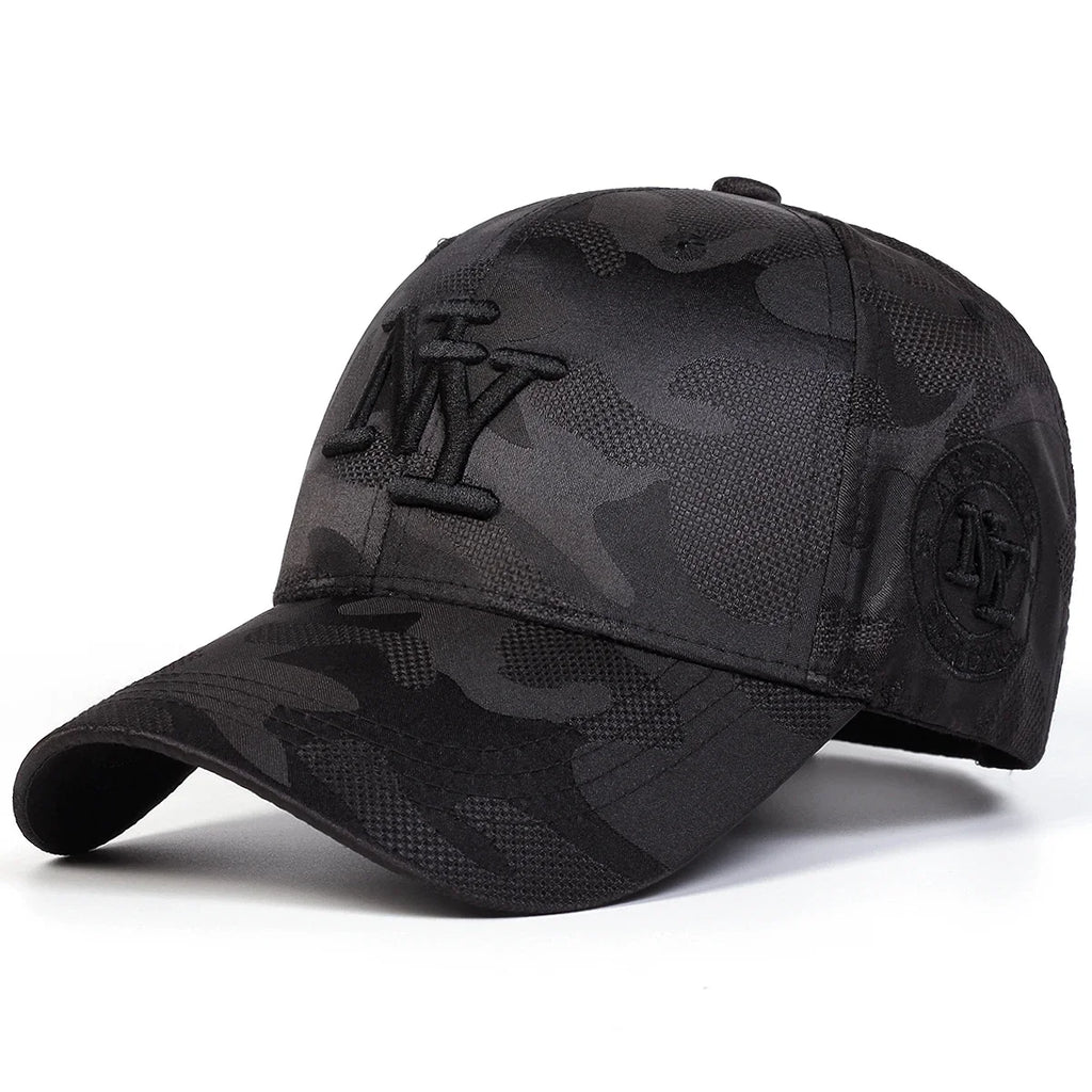 Mens NY Black Camo Baseball Cap for Men Women Adjustable Breathable Sun Hat for Outdoor Sports Dad Hat Snapback