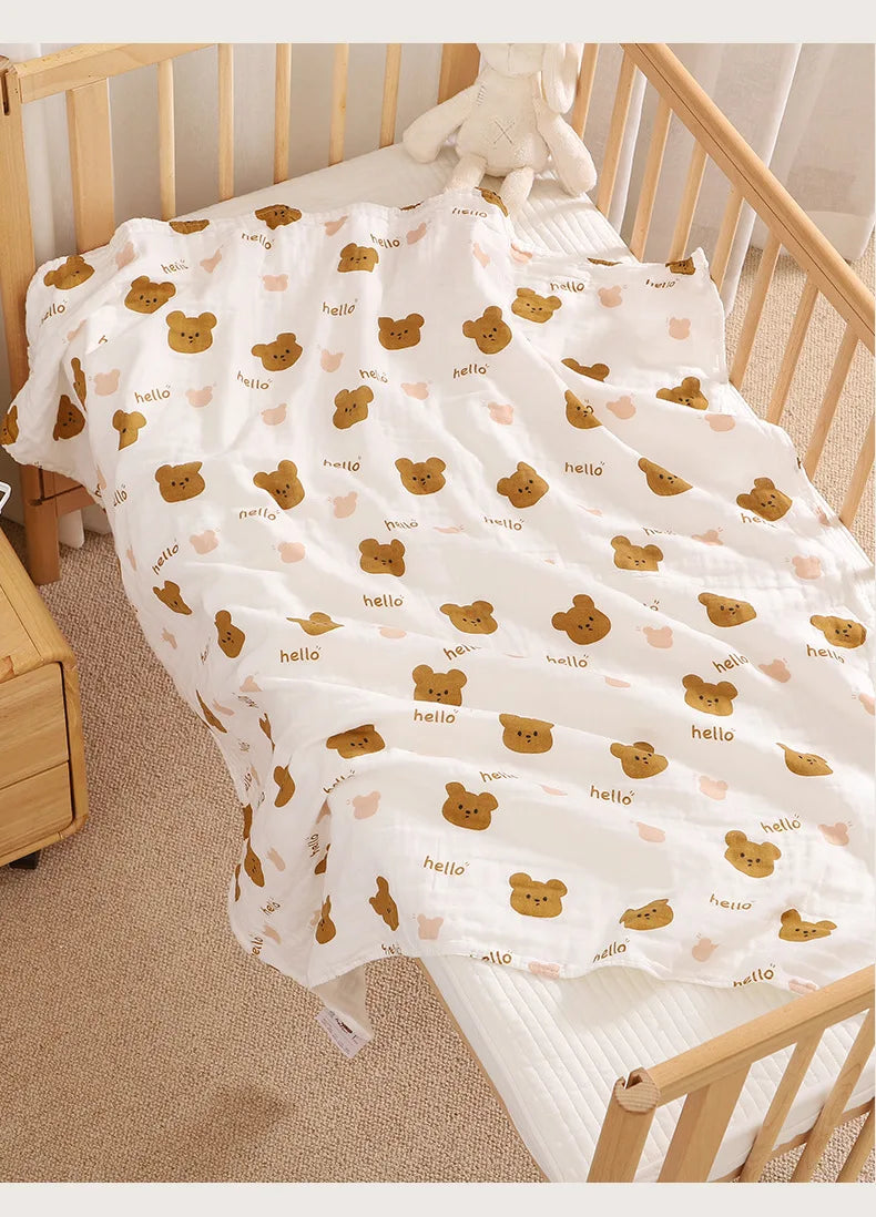 Newborn Baby Bath Towel 4 Layer Cotton Swaddle Blanket Babies Bedding Gauze Blankets Stroller Cover Children's Shower Towel