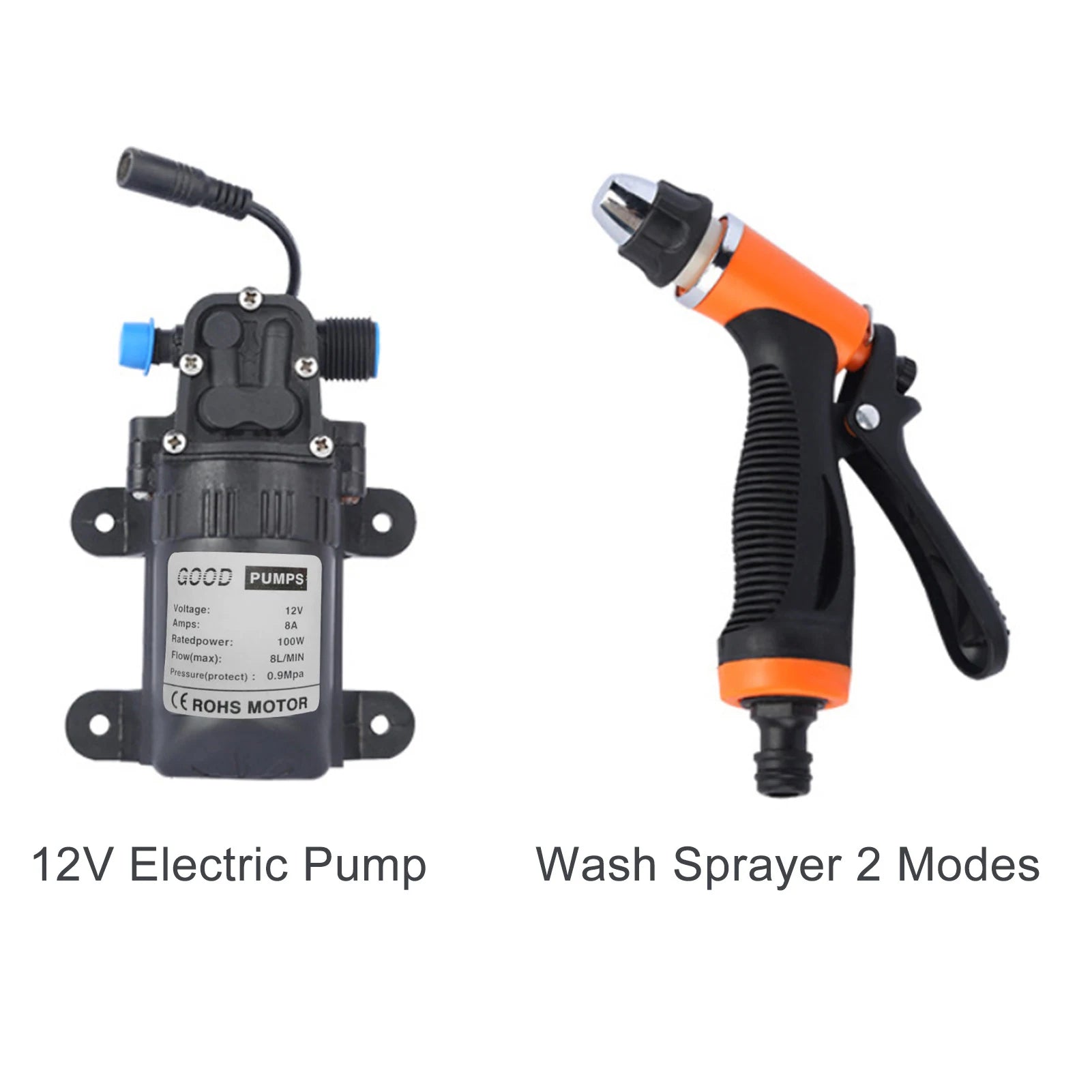 12V Electric High Pressure Car Washing Machine Kit with Wash Sprayer 2 Modes Power Cable And Hoses for Vehicle Cleaning