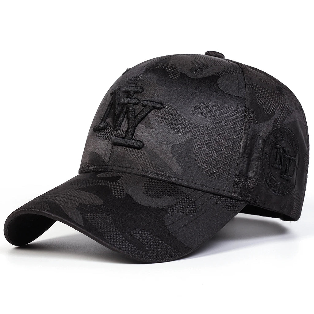 Mens NY Black Camo Baseball Cap for Men Women Adjustable Breathable Sun Hat for Outdoor Sports Dad Hat Snapback