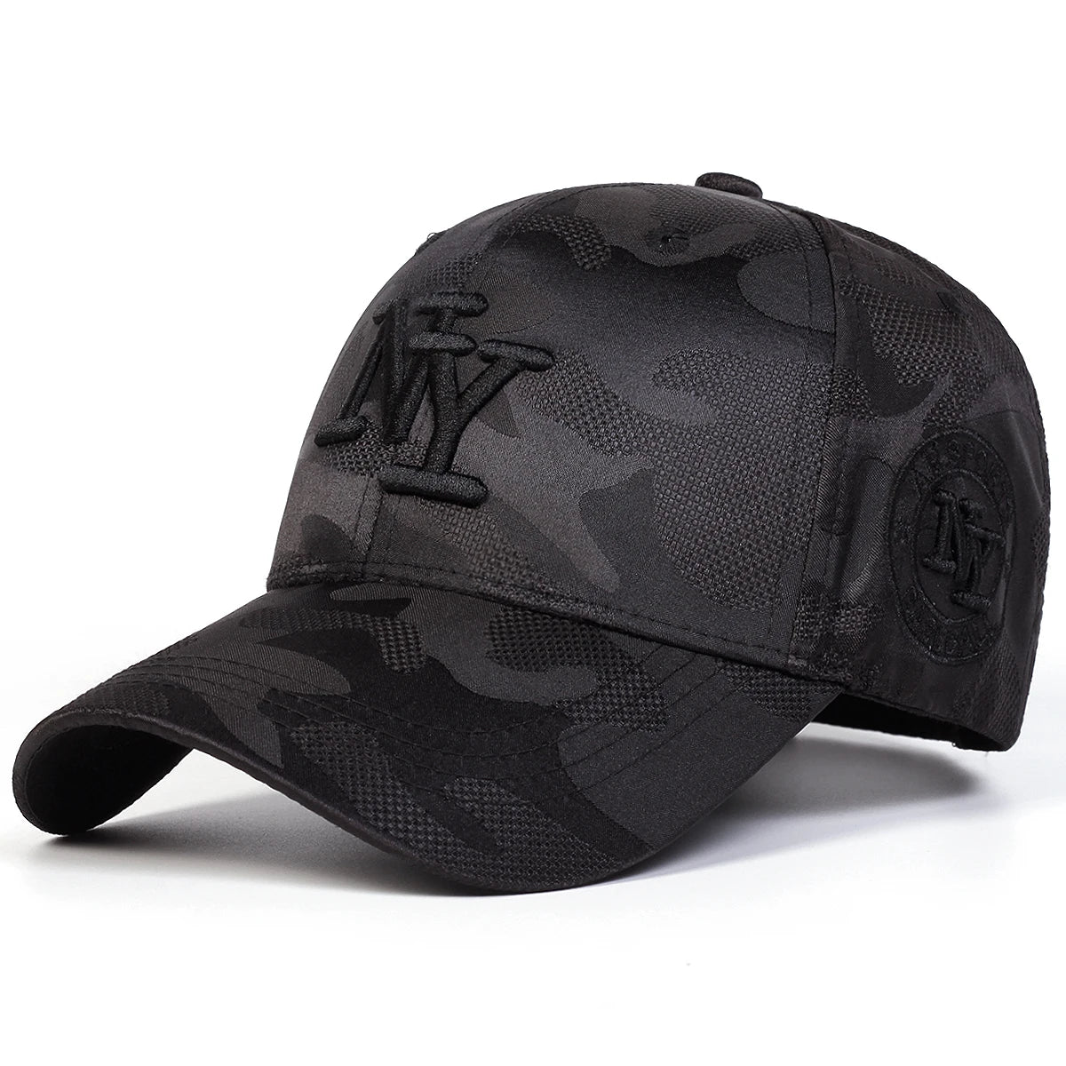 Mens NY Black Camo Baseball Cap for Men Women Adjustable Breathable Sun Hat for Outdoor Sports Dad Hat Snapback