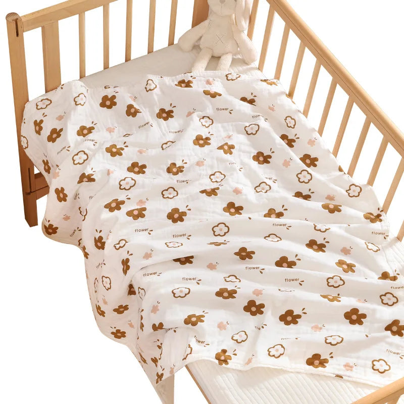 Newborn Baby Bath Towel 4 Layer Cotton Swaddle Blanket Babies Bedding Gauze Blankets Stroller Cover Children's Shower Towel