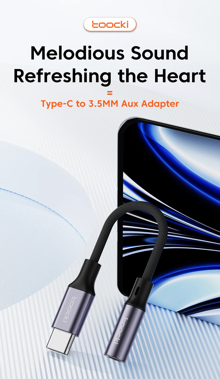 Toocki USB Type C 3.5 Jack Earphone Adapter USB C to 3.5mm Headphones AUX Audio Cable For Huawei P30 Xiaomi Mi 10 9 Es