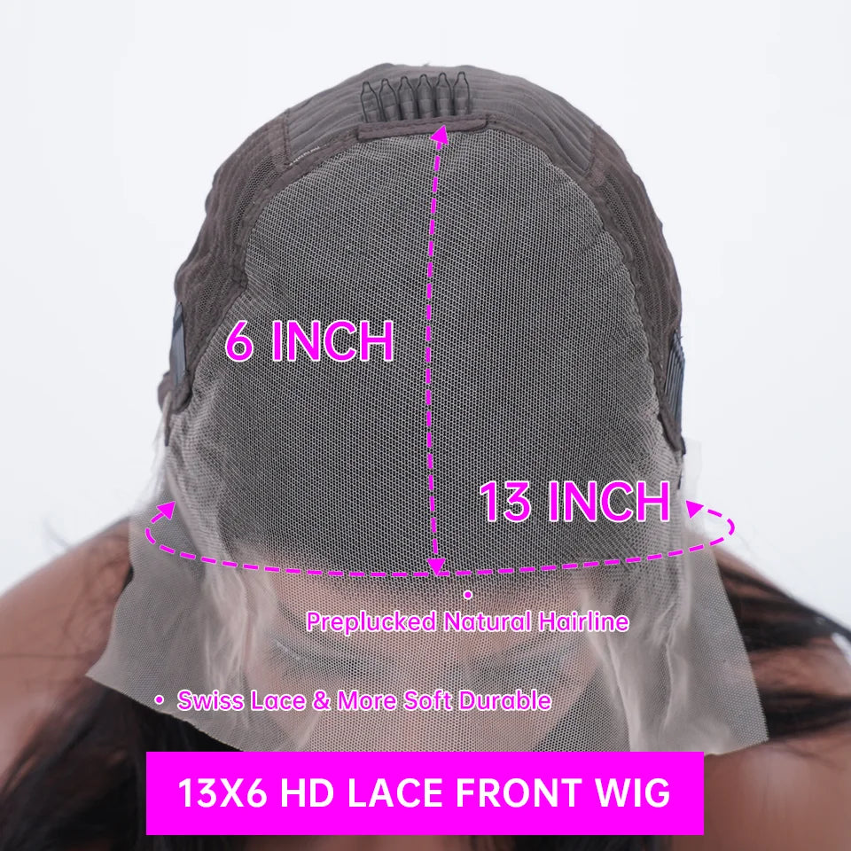 30 Inch Chocolate Brown Body Wave Lace Front Wig Transparent 13x6 HD Lace Frontal Wigs 13x4 Pre Plucked Colored Human Hair Wigs