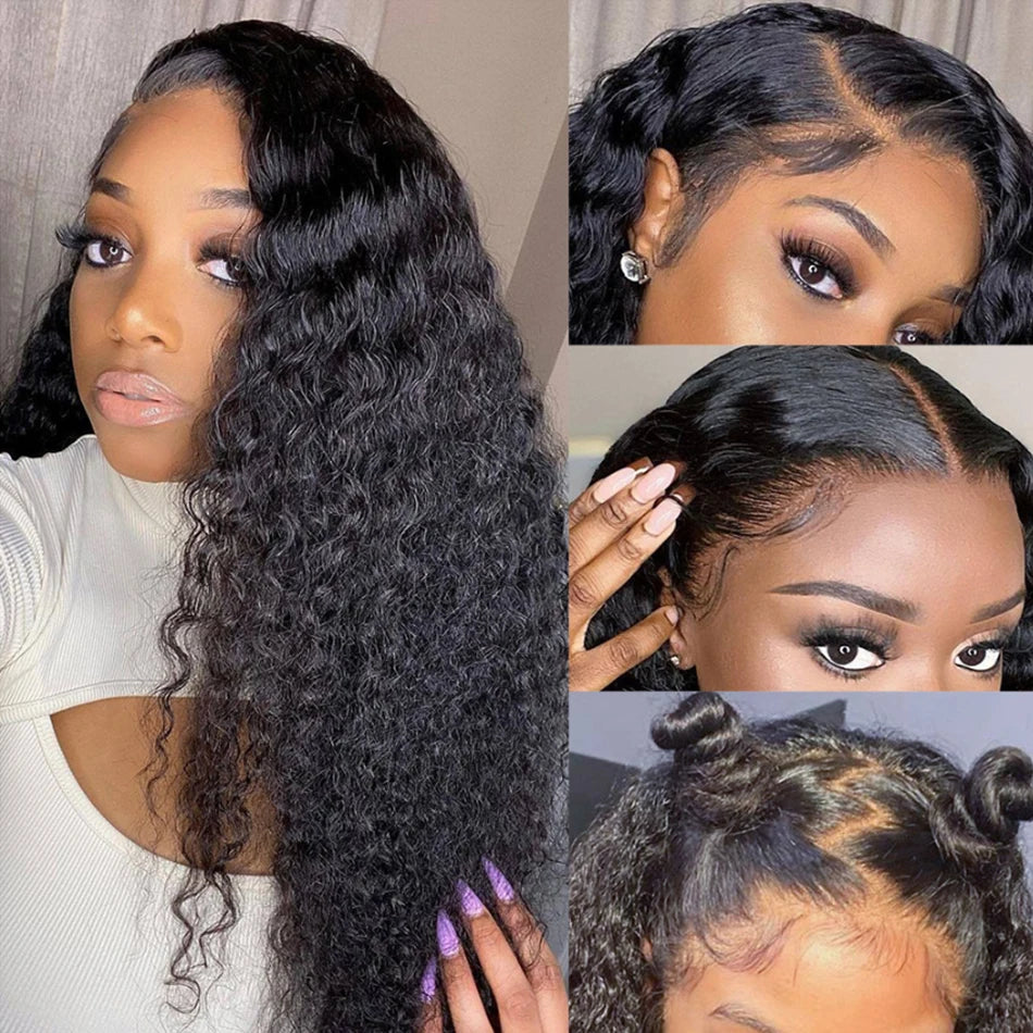 Kinky Curly 13X6 HD Lace Frontal Human Hair Wigs Brazilian Deep Wave 13x4 Lace Front Wig Pre Plucked 4x4 Lace Closure Wigs Woman