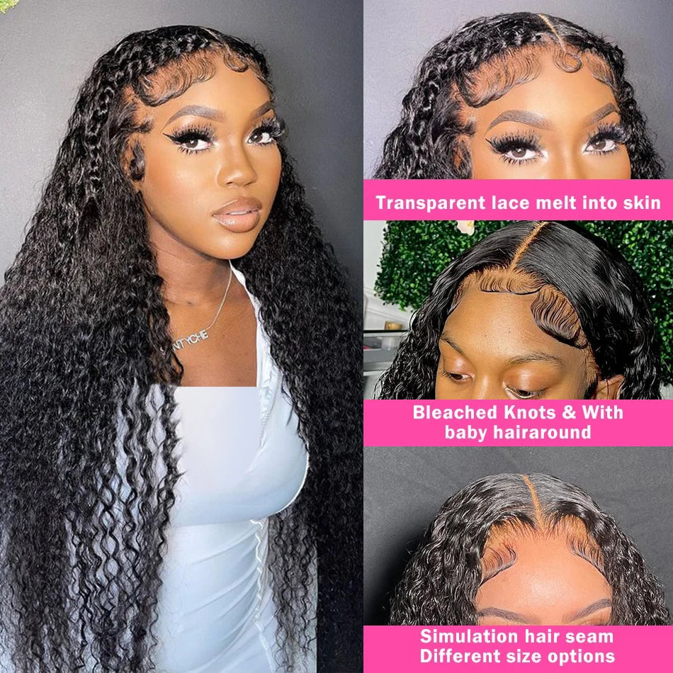 Kinky Curly 13X6 HD Lace Frontal Human Hair Wigs Brazilian Deep Wave 13x4 Lace Front Wig Pre Plucked 4x4 Lace Closure Wigs Woman