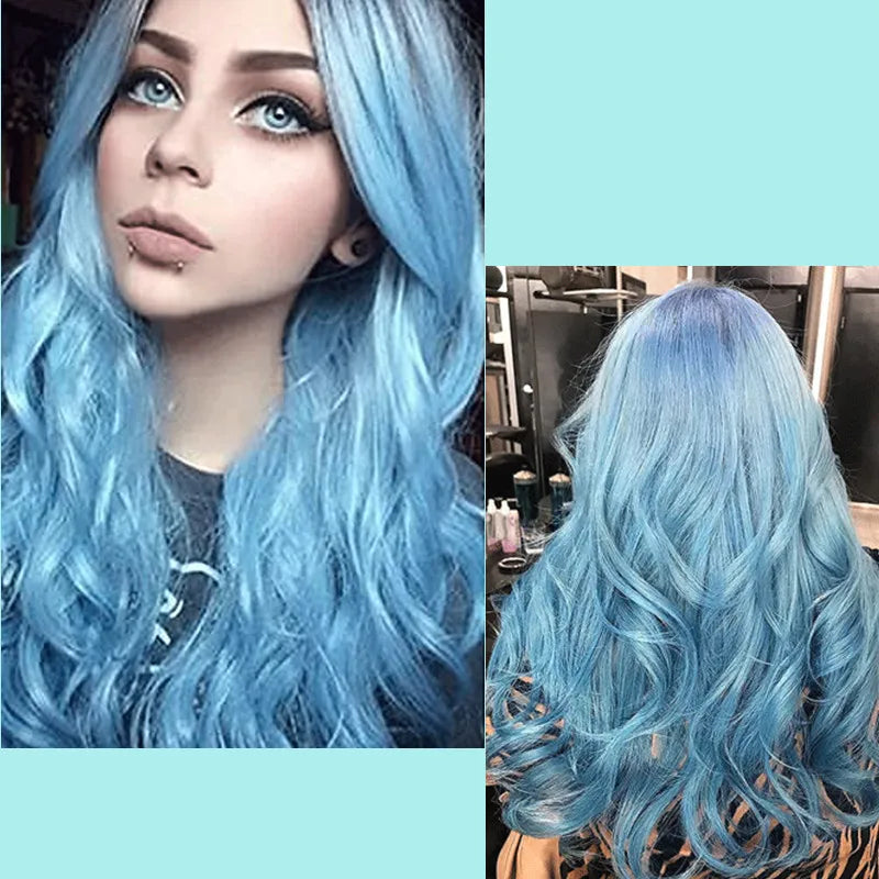 Wavy Womans Wigs Synthetic Hair Wigs For Women Cosplay Wig Long Colorful Wig Pink Purple Green Brown Black Grey Blue Red Ombre