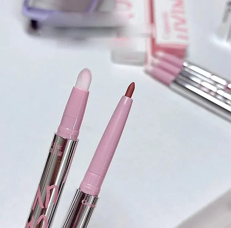 Nude Lip Liner with Lip Brush Cappuvini Korean Style Lip Makeup Long Last Velvet Matte Lipstick