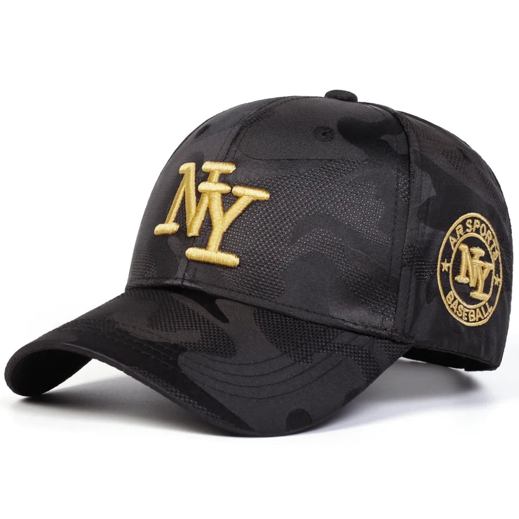 Mens NY Black Camo Baseball Cap for Men Women Adjustable Breathable Sun Hat for Outdoor Sports Dad Hat Snapback
