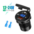 60W PD QC3.0 Car Charger Socket with Voltage Meter Quick Charge 3.0 Socket Power Outlet for 12V/24V Motorcycle Truck Boat