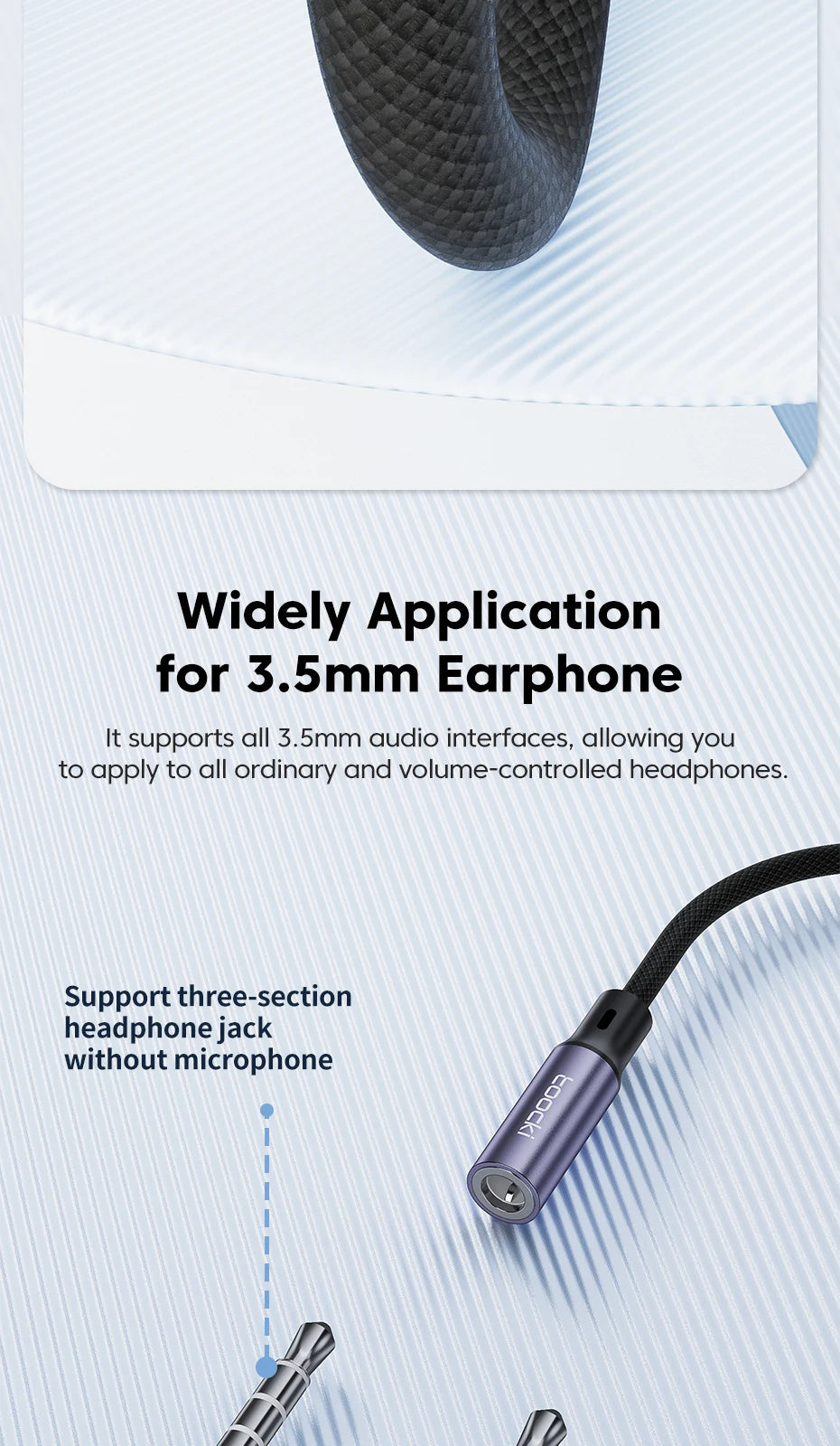 Toocki USB Type C 3.5 Jack Earphone Adapter USB C to 3.5mm Headphones AUX Audio Cable For Huawei P30 Xiaomi Mi 10 9 Es