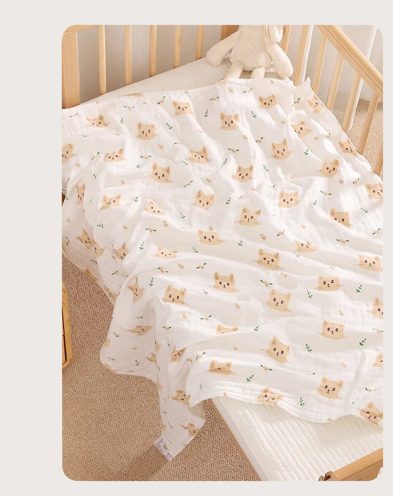 Newborn Baby Bath Towel 4 Layer Cotton Swaddle Blanket Babies Bedding Gauze Blankets Stroller Cover Children's Shower Towel