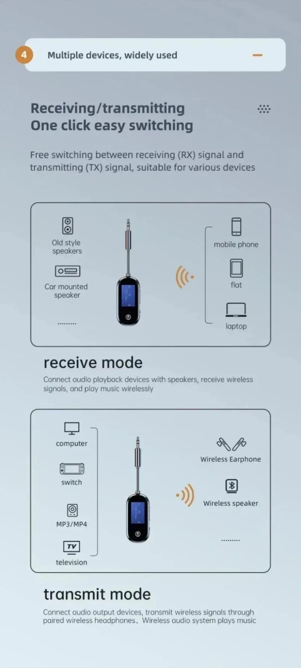 2 In 1 Bluetooth 5.4 Audio Transmitter Receiver 3.5mm AUX Jack Airplane Wireless Adapter Mic For TV Car kit Speaker PC Headphone