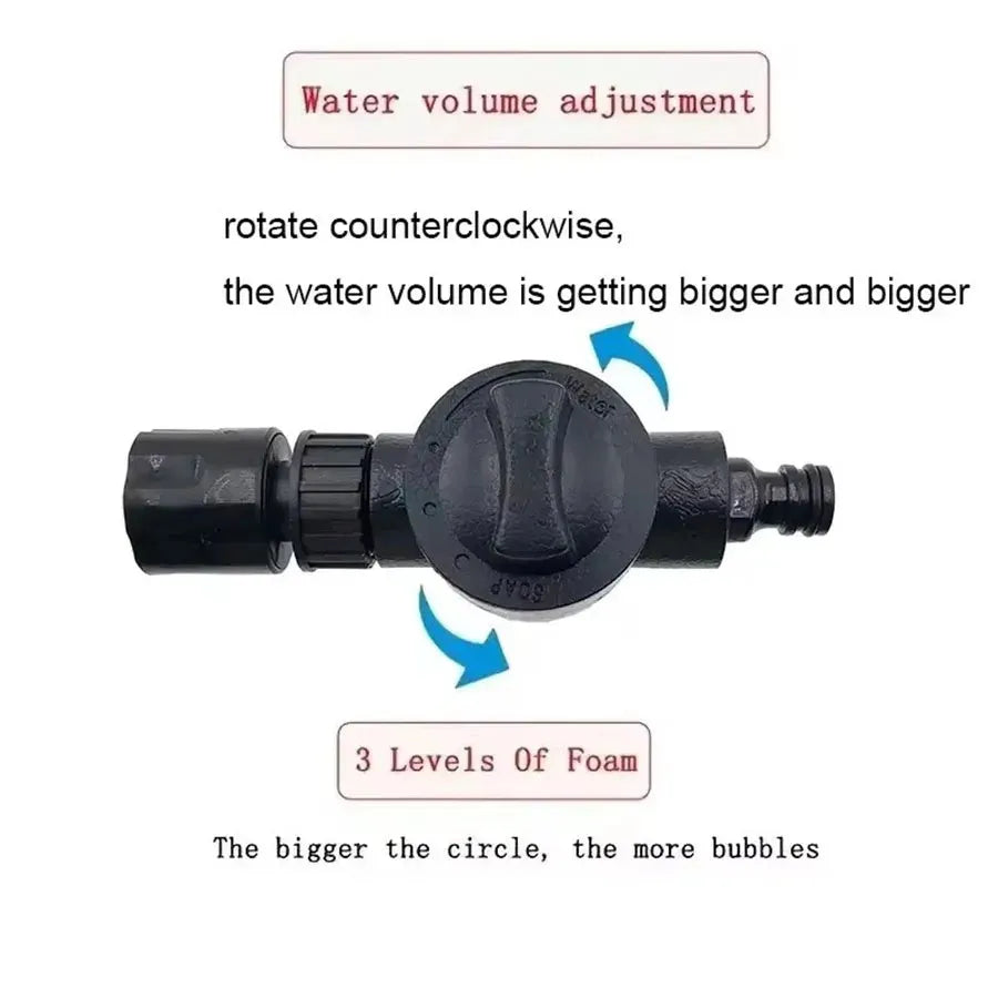 High Pressure Car Wash Water Gun with Foam Pot Brass Fittings Leakproof Easy Install Adjustable Spray for Car Cleaning