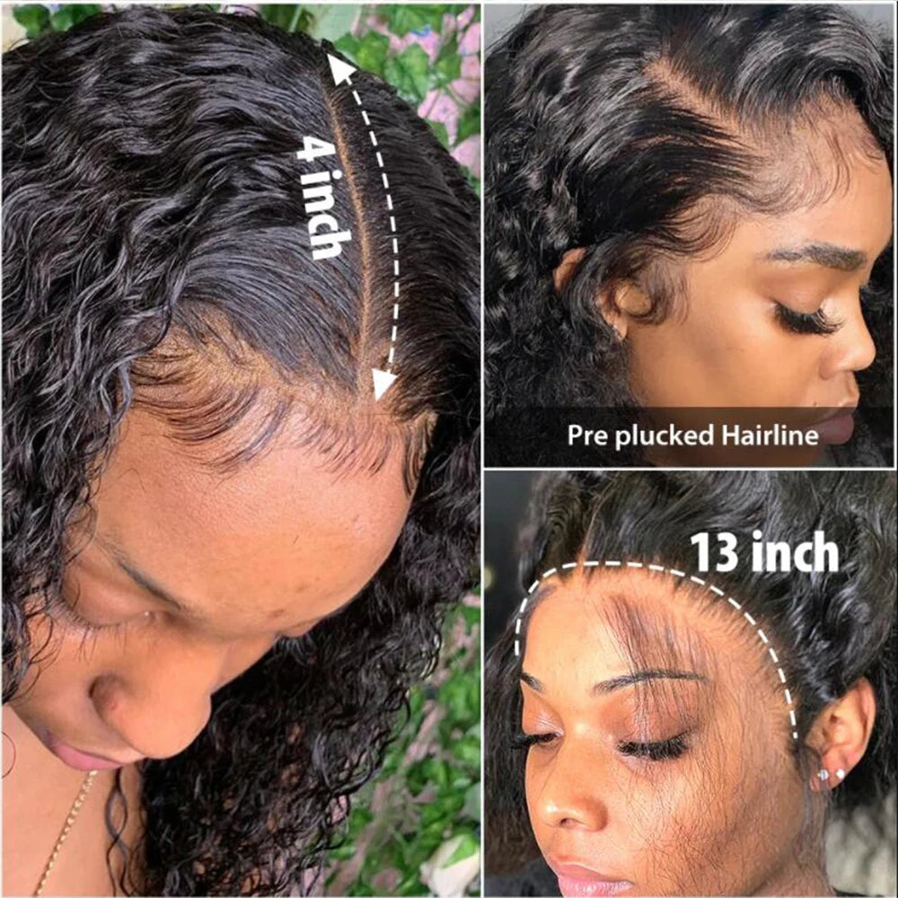 Kinky Curly 13X6 HD Lace Frontal Human Hair Wigs Brazilian Deep Wave 13x4 Lace Front Wig Pre Plucked 4x4 Lace Closure Wigs Woman
